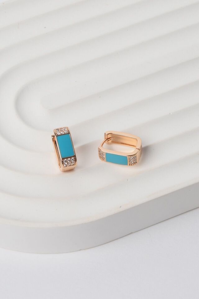 Neesa VIP Dikdörtgen Askı Küpe Kırmızı Açık Mavi