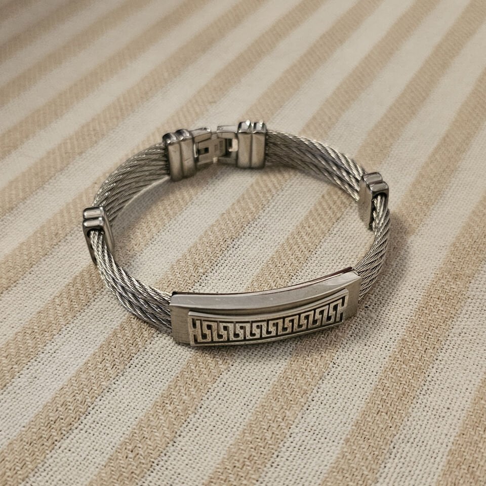 Neesa 3'lü Çelik Halat  Kelepçe Bileklik Silver