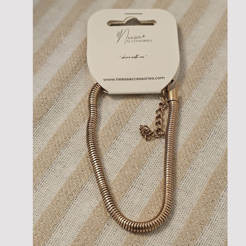 Neesa Çelik Yuvarlak Yılan Derisi Unisex Zincir Rose Gold 18+5,5