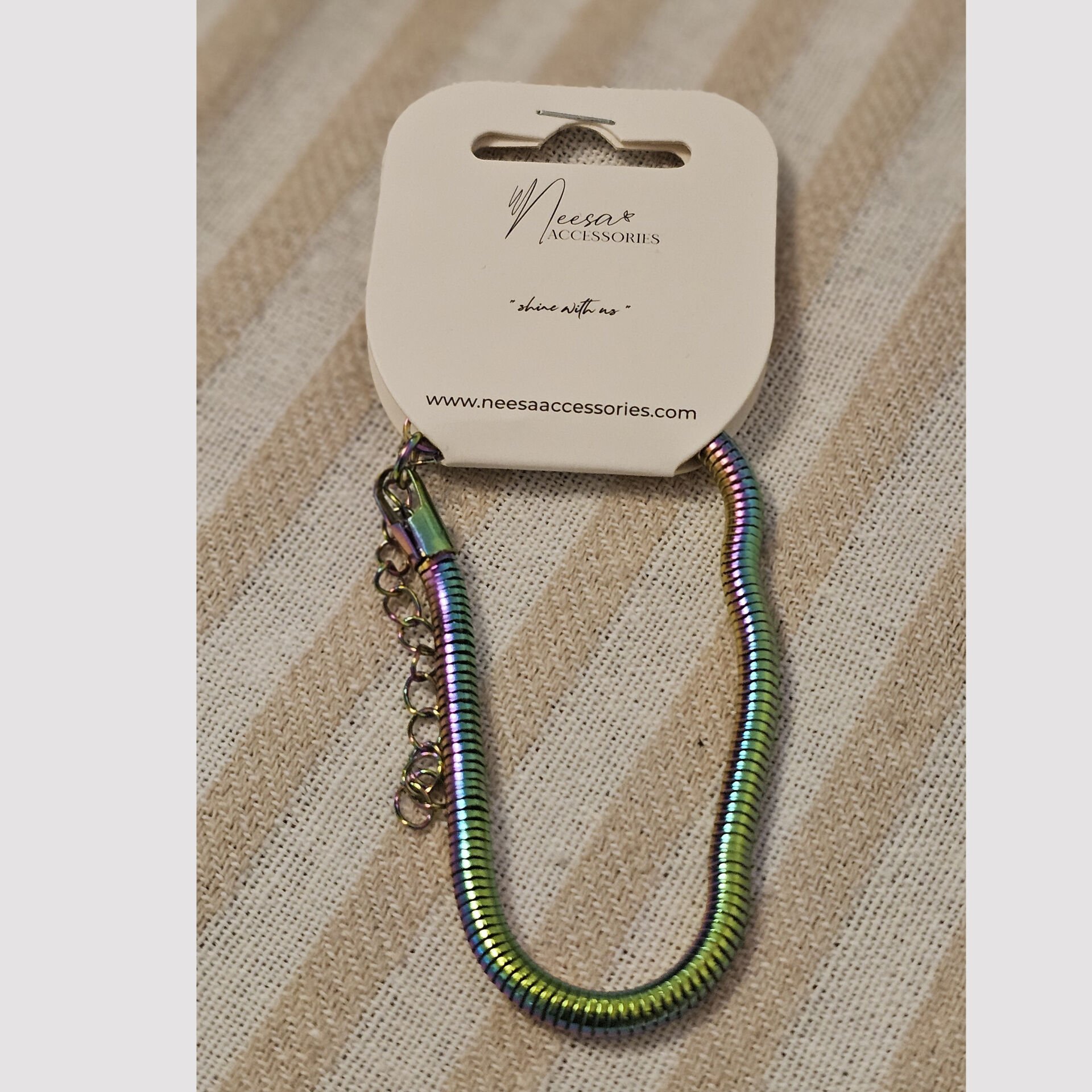 Neesa Çelik Yuvarlak Yılan Derisi Unisex Zincir Renkli 18+5,5