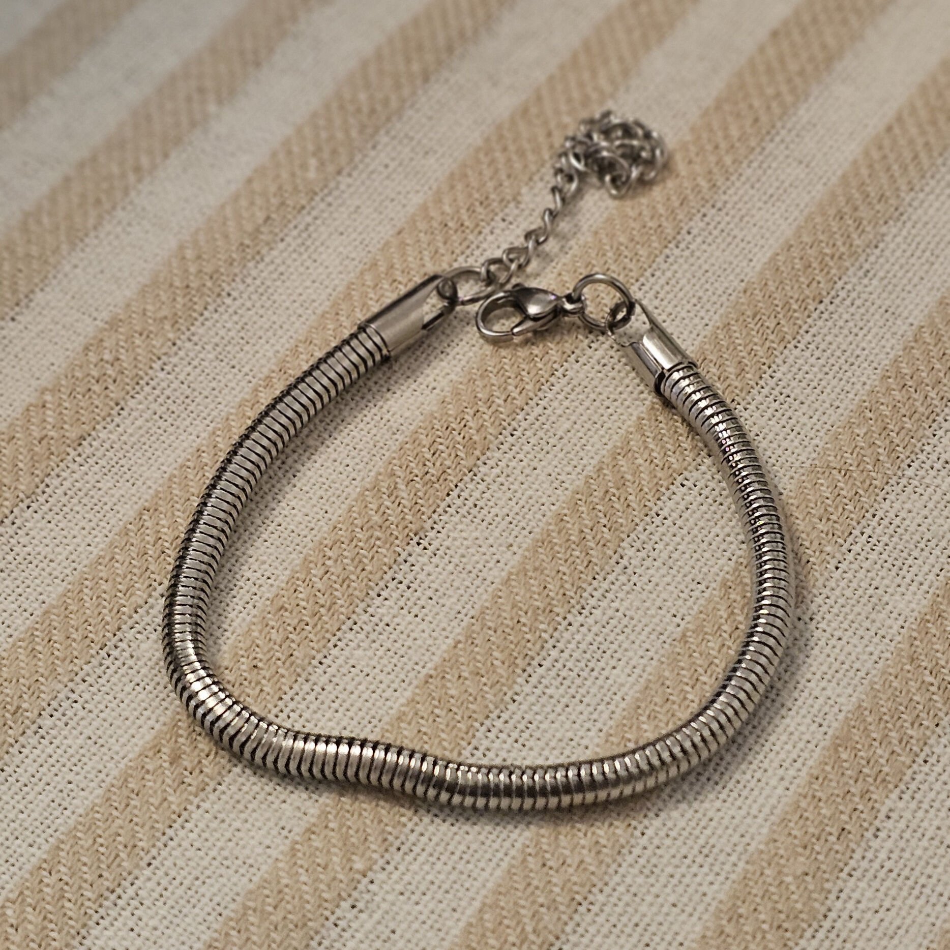 Neesa Çelik Yuvarlak Yılan Derisi Unisex Zincir Silver 18+5,5