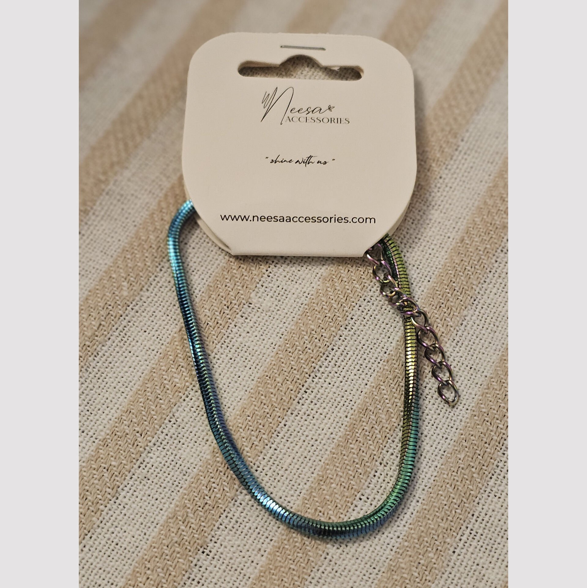 Neesa Çelik Küp Zincir Unisex Renkli 18+5,5