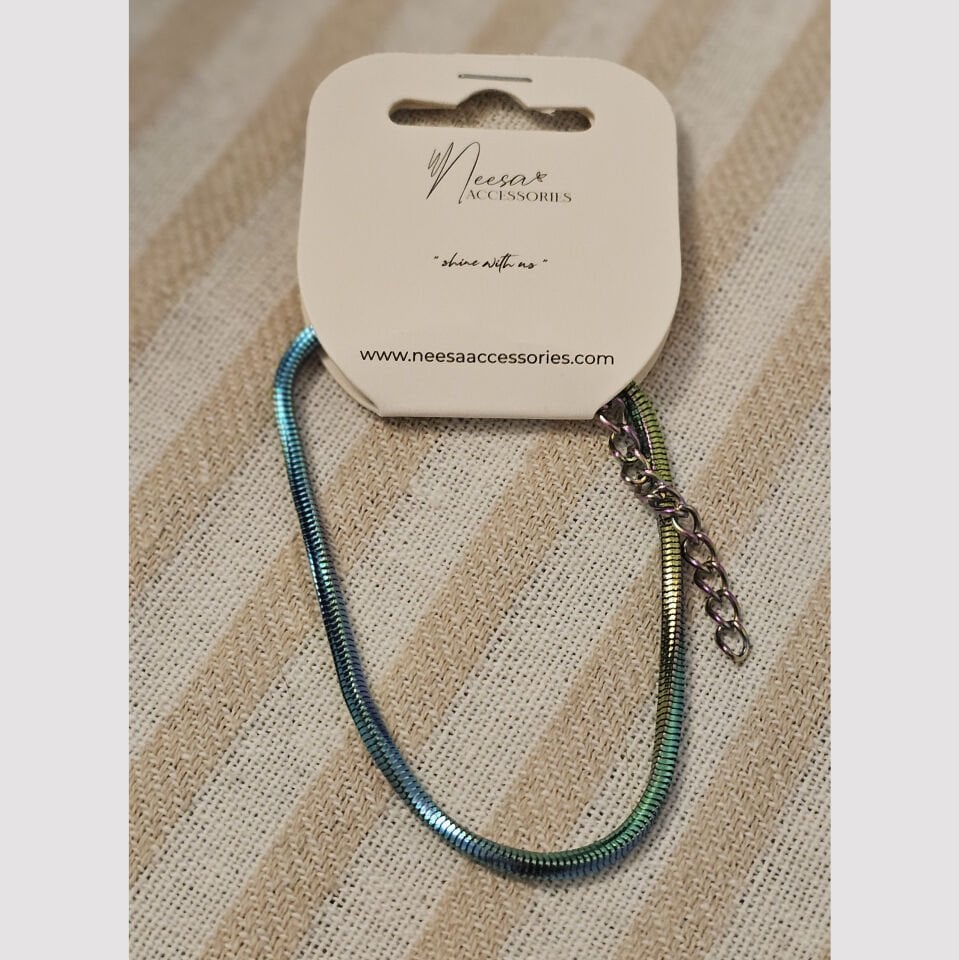 Neesa Çelik Küp Zincir Unisex Renkli 18+5,5