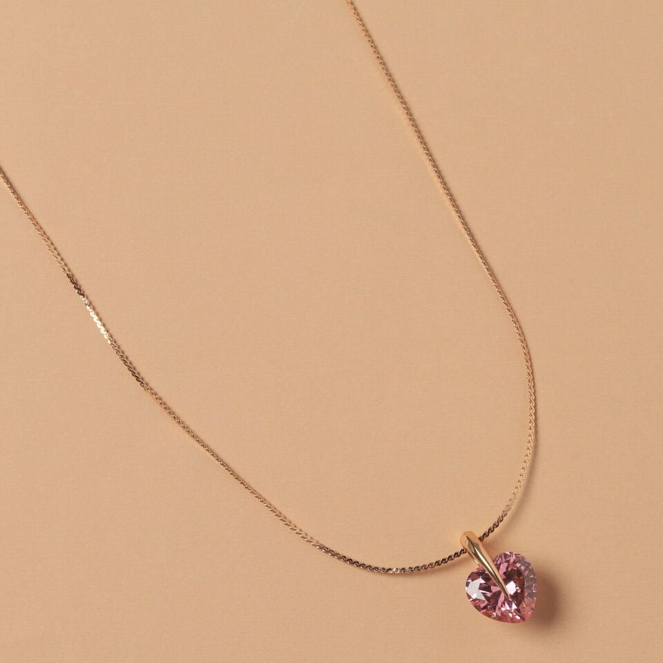 Neesa VIP Gold Kalp Zirkon Taşlı Kolye 45 cmGold