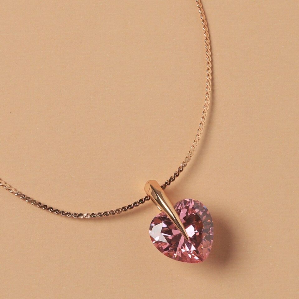 Neesa VIP Gold Kalp Zirkon Taşlı Kolye 45 cmGold