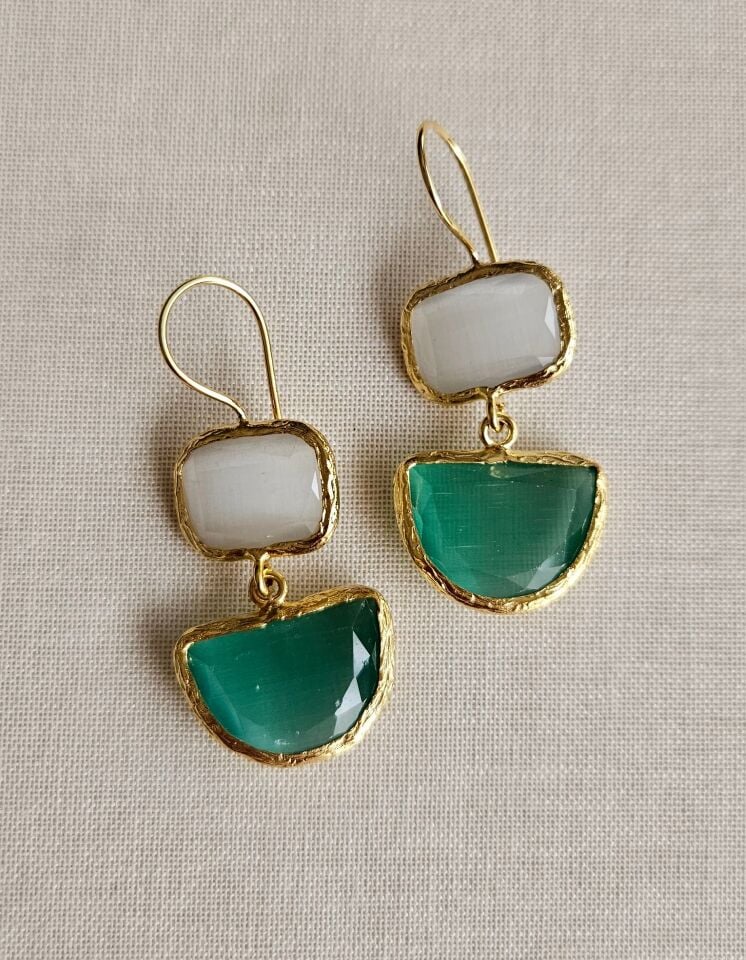 Neesa El İşçiliği Kedi Gözü Küpe