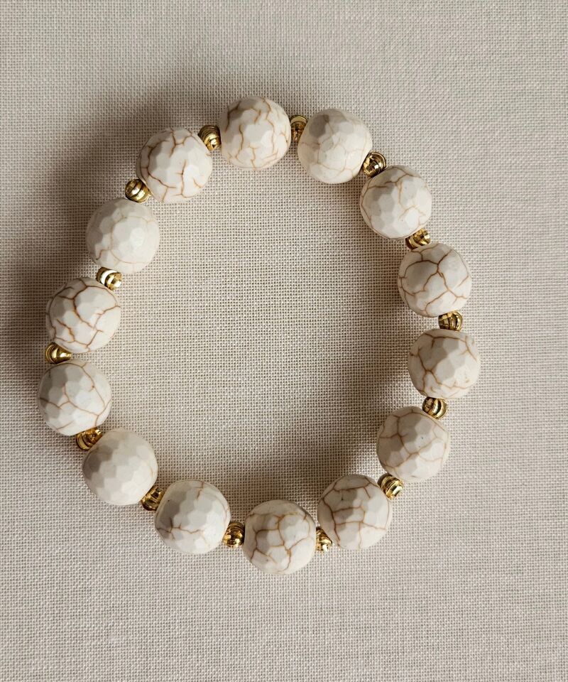 Neesa El İşçiliği Doğal Taş Ekru Bileklik