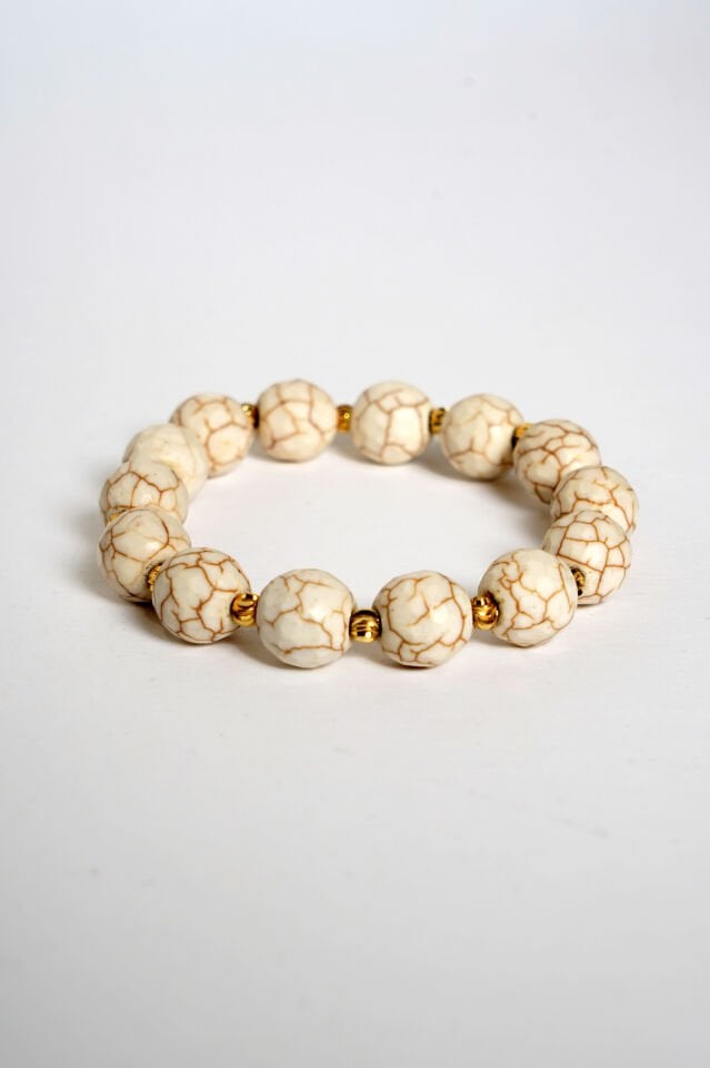 Neesa El İşçiliği Havlit Doğal Taş Ekru Bileklik