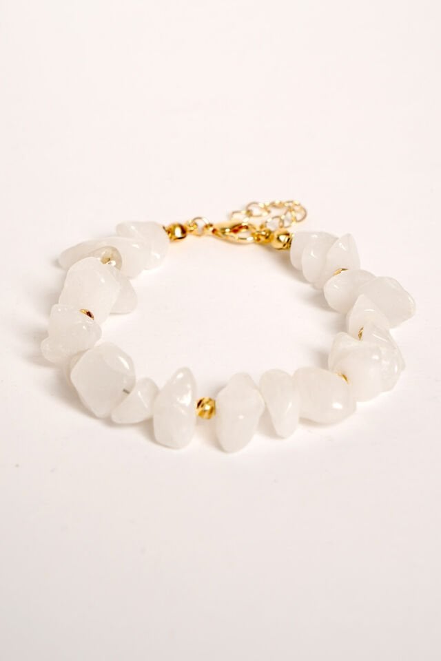 Neesa El İşçiliği Doğal Beyaz Ay Taşı Bileklik