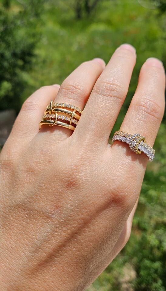 Neesa Marka Model Spinelli Yüzük Gold-Pembe