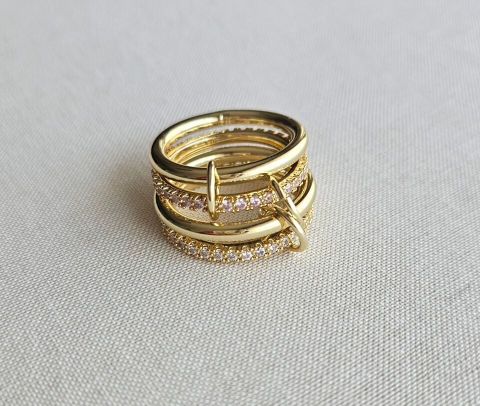 Neesa Marka Model Spinelli Yüzük Gold-Pembe