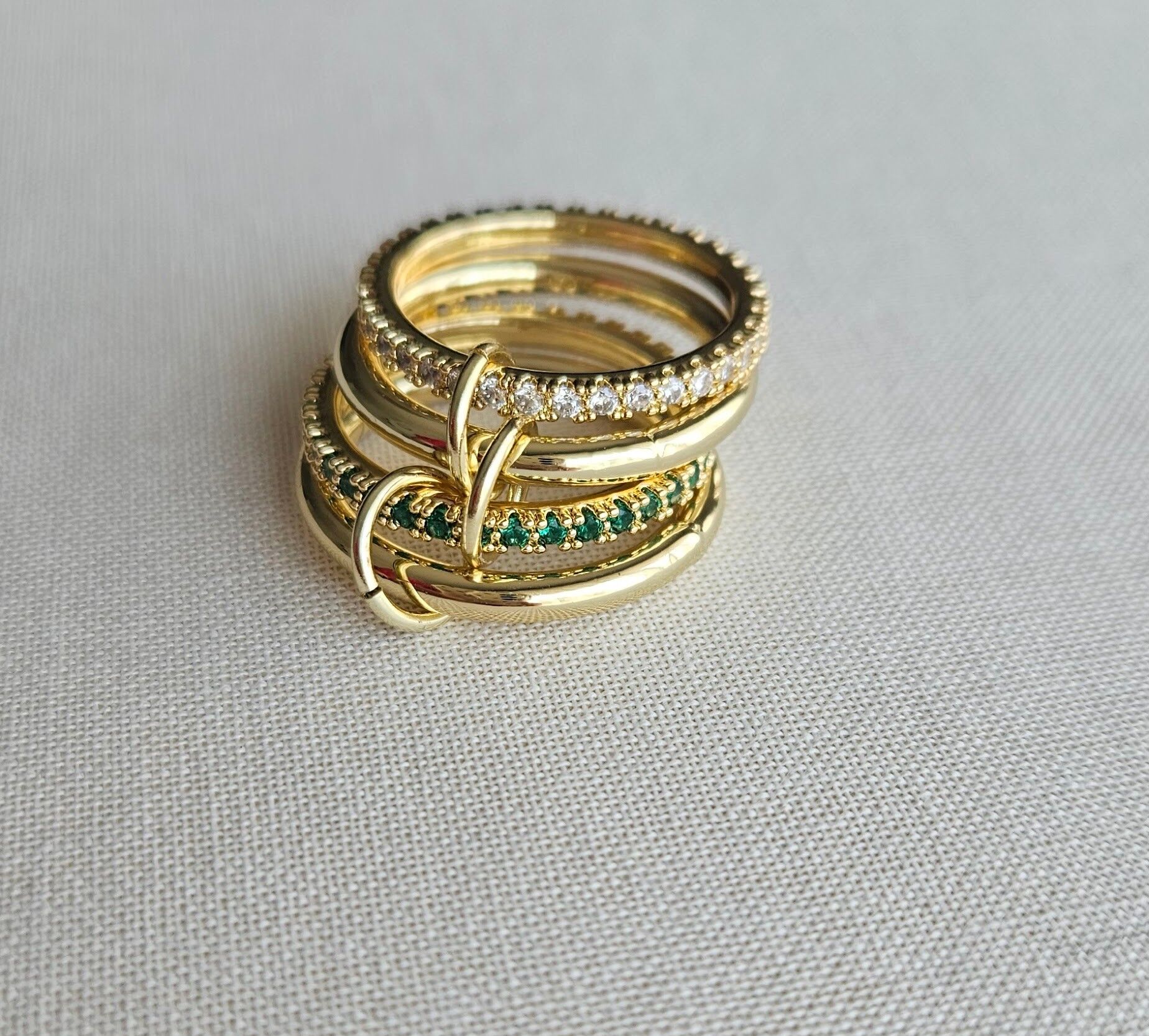 Neesa Marka Model Spinelli Yüzük Gold- Zümrüt