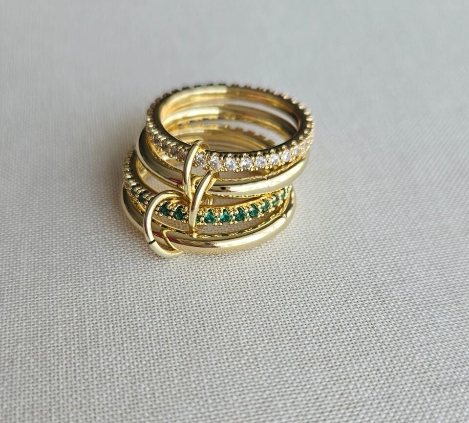 Neesa Marka Model Spinelli Yüzük Gold- Zümrüt