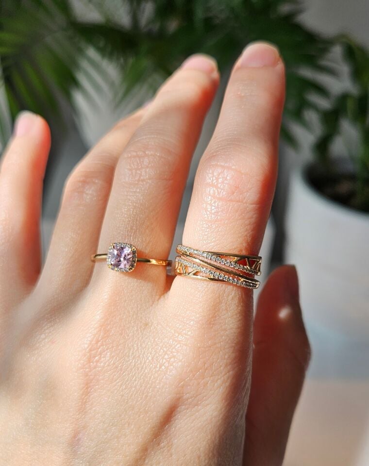 Neesa Marka Model Vip Pembe Zirkon Taşlı Yüzük