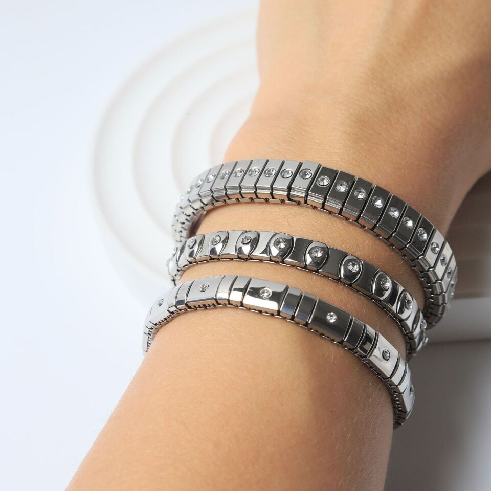 Neesa Çelik Bileklik Elastik Kalınlık 8mmSilver