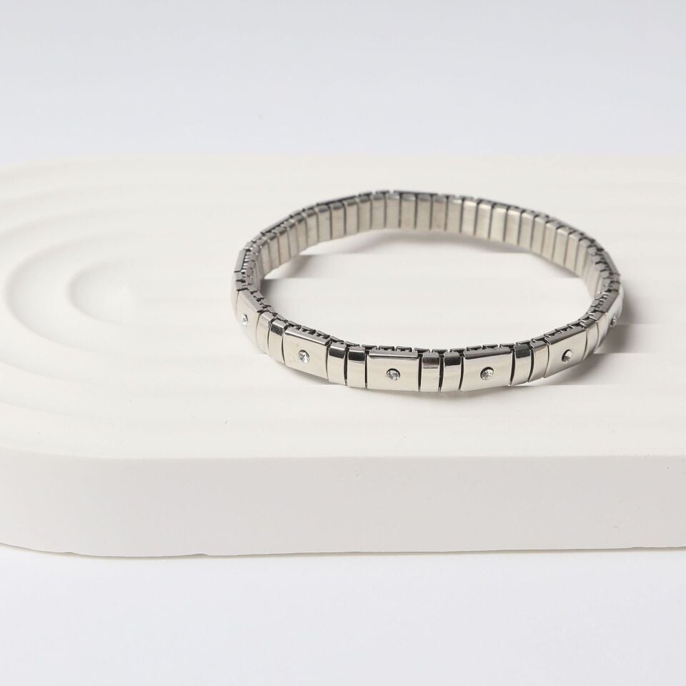 Neesa Çelik Bileklik Elastik Kalınlık 8mmSilver