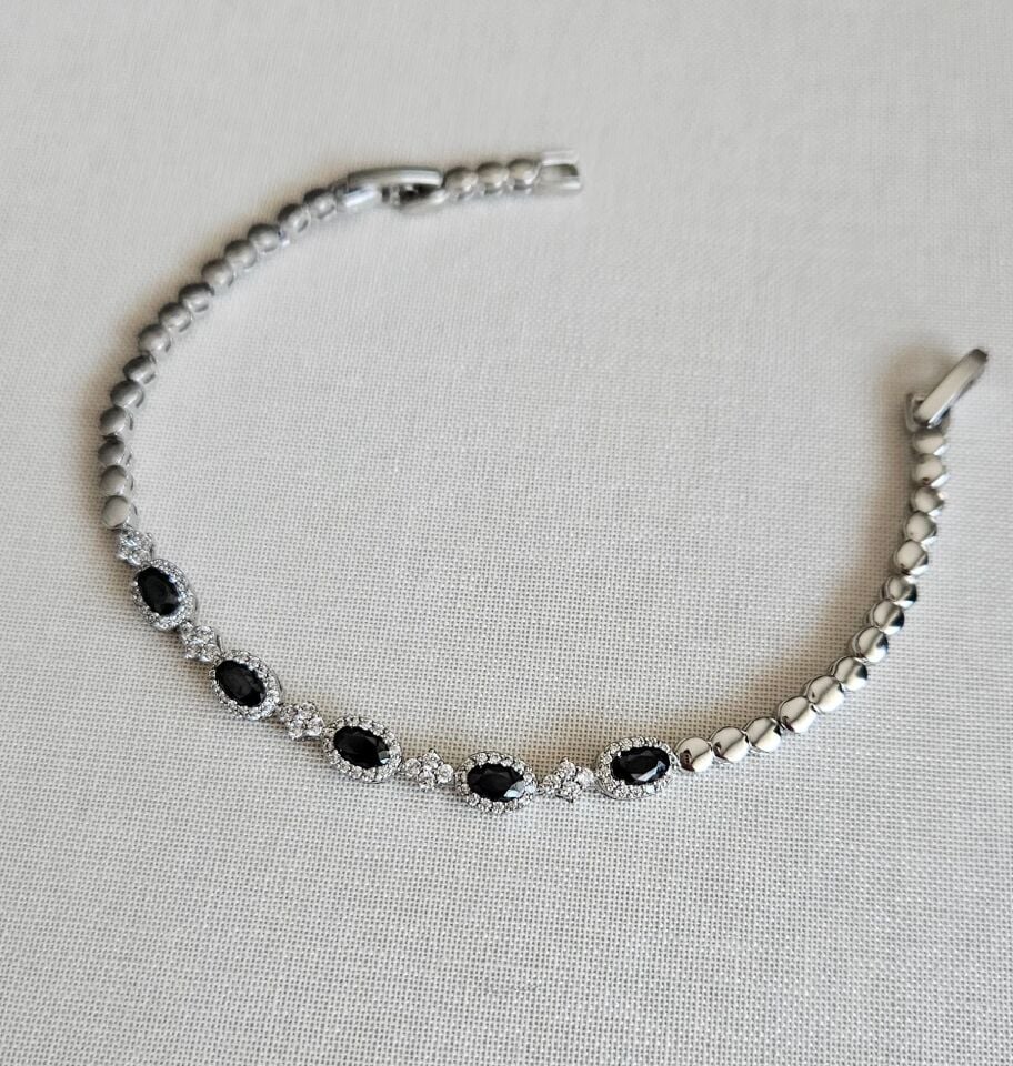 Neesa Vip Silver Siyah Zirkon Taşlı Bileklik