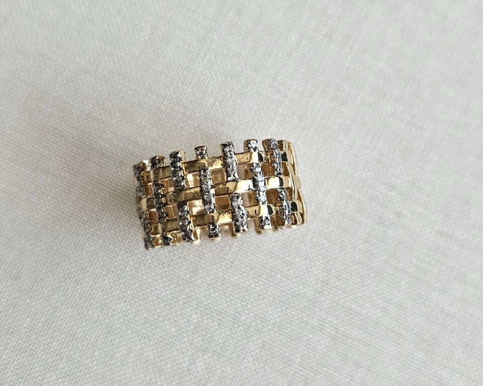 Neesa Çit Model Gold Siver Yüzük