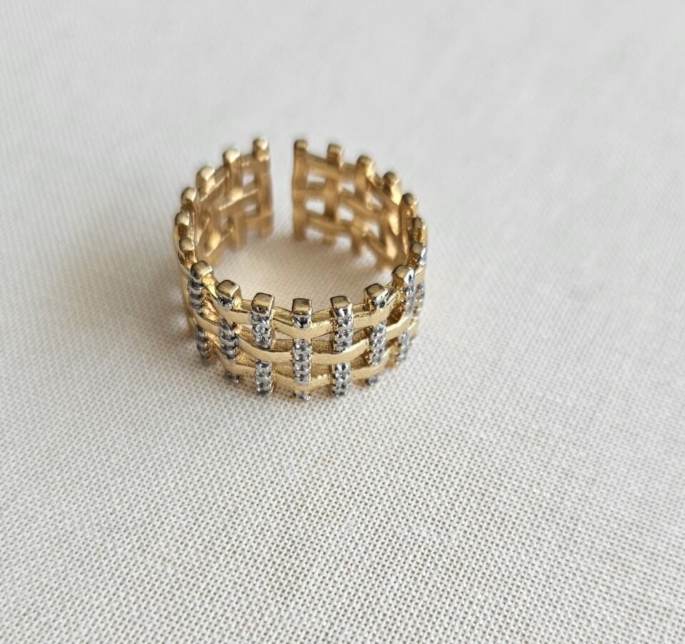 Neesa Çit Model Gold Siver Yüzük