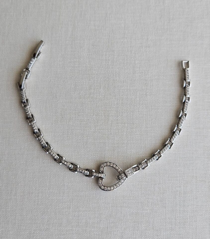 Neesa Vip Silver Taşlı Kalp Model Bileklik