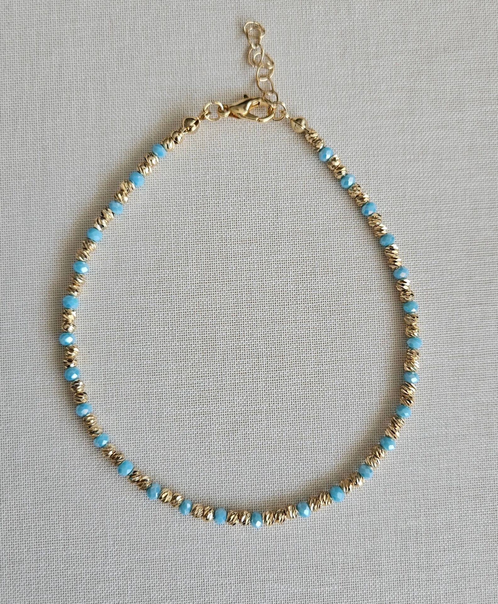 Neesa Boncuk Dorika Mavi Gold Halhal