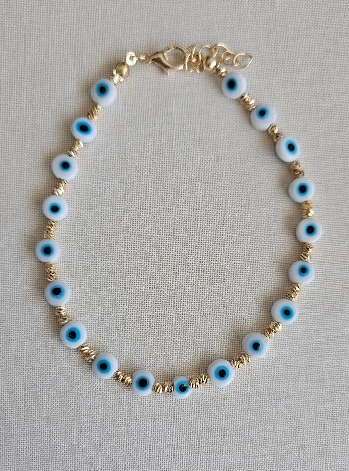 Neesa Beyaz Nazar Boncuklu Halhal