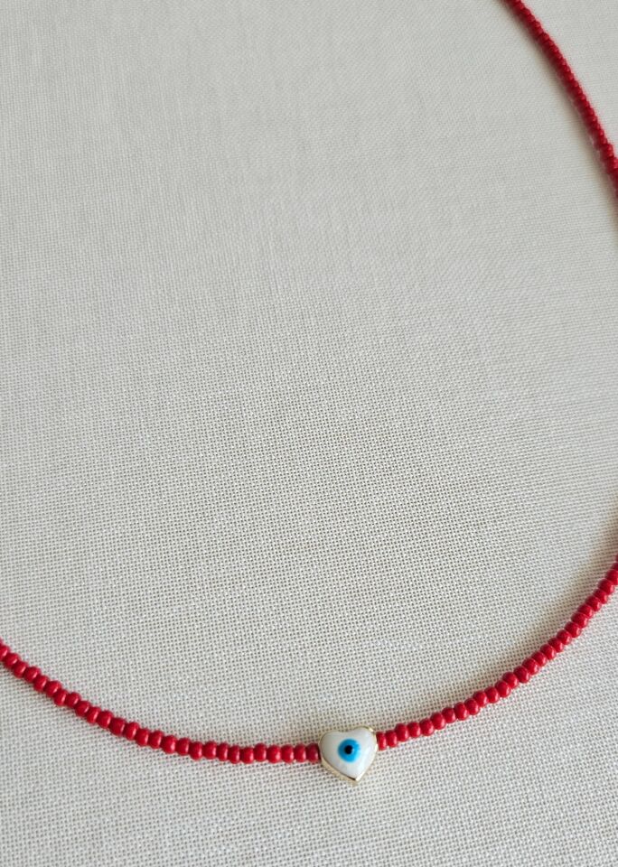 Neesa Nazar Boncuklu Kırmızı Kolye