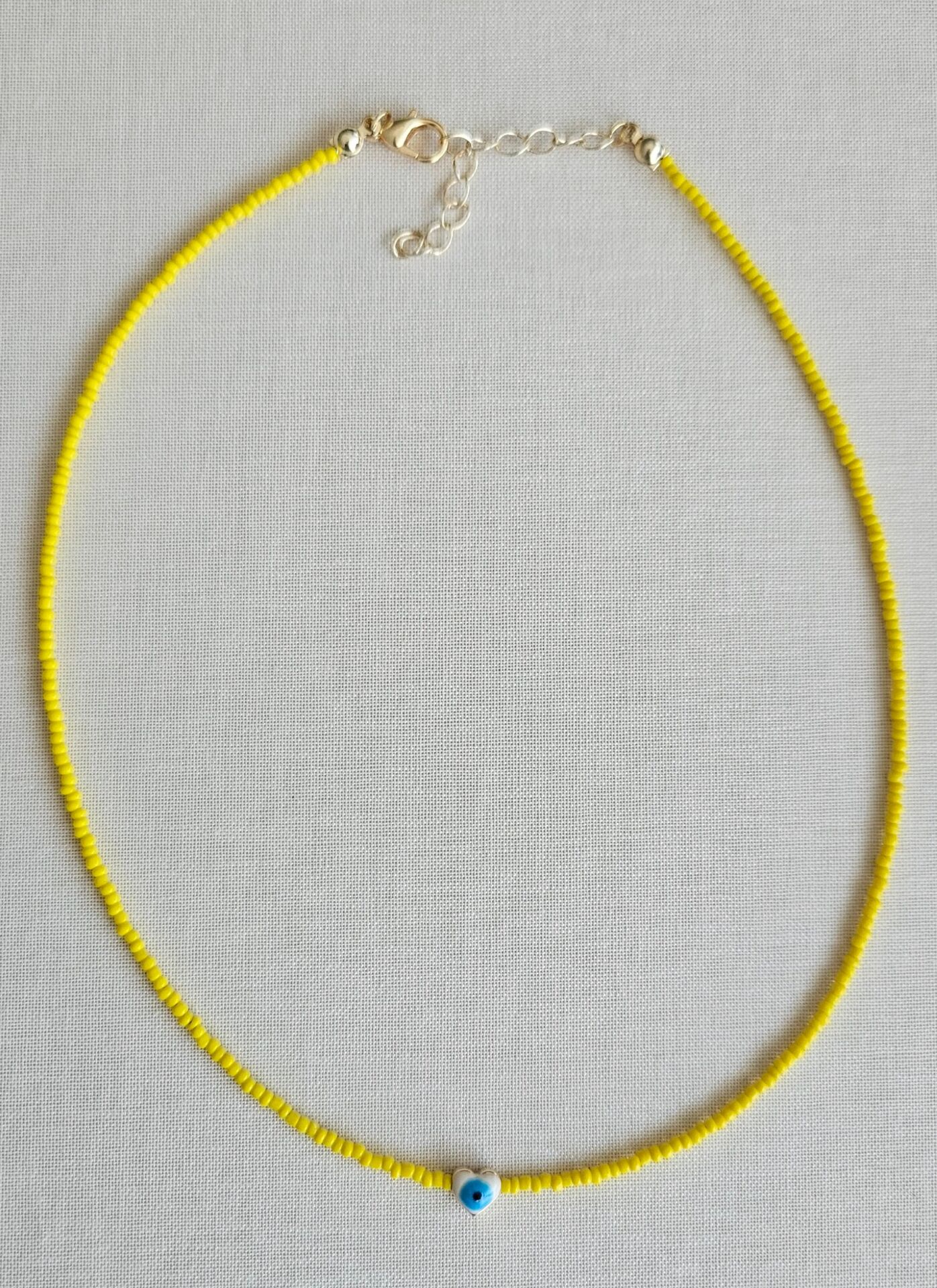 Neesa Nazar Boncuklu Sarı Kolye