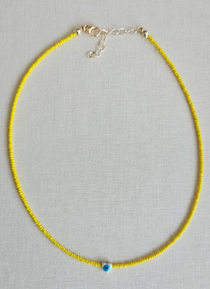 Neesa Nazar Boncuklu Sarı Kolye