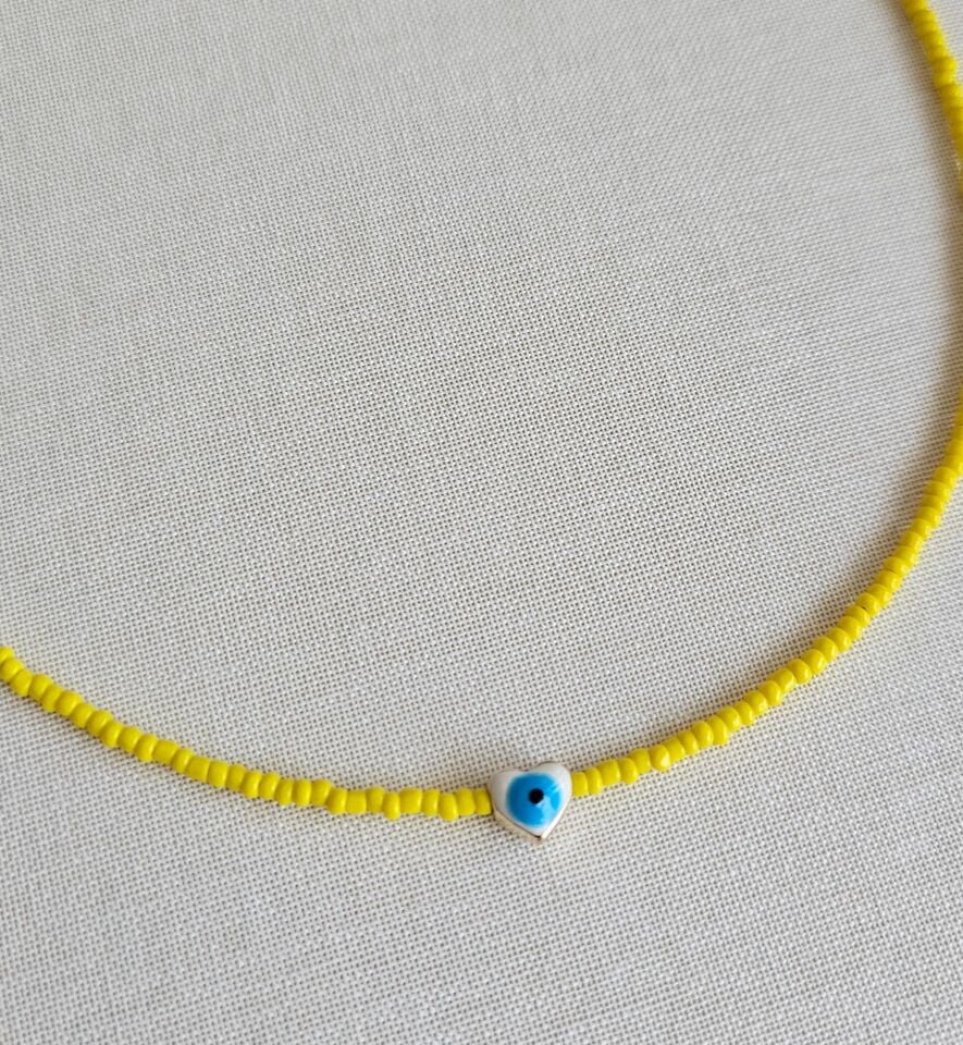 Neesa Nazar Boncuklu Sarı Kolye