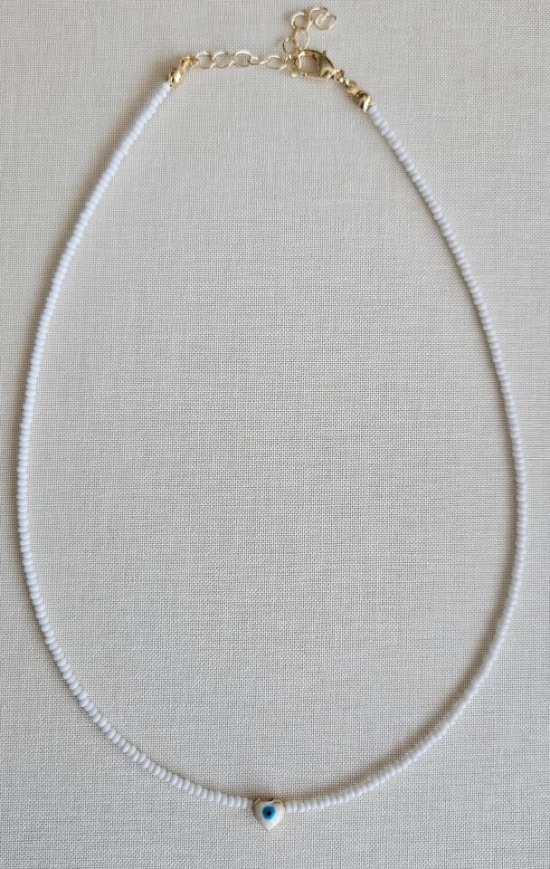 Neesa Nazar Boncuklu Beyaz Kolye