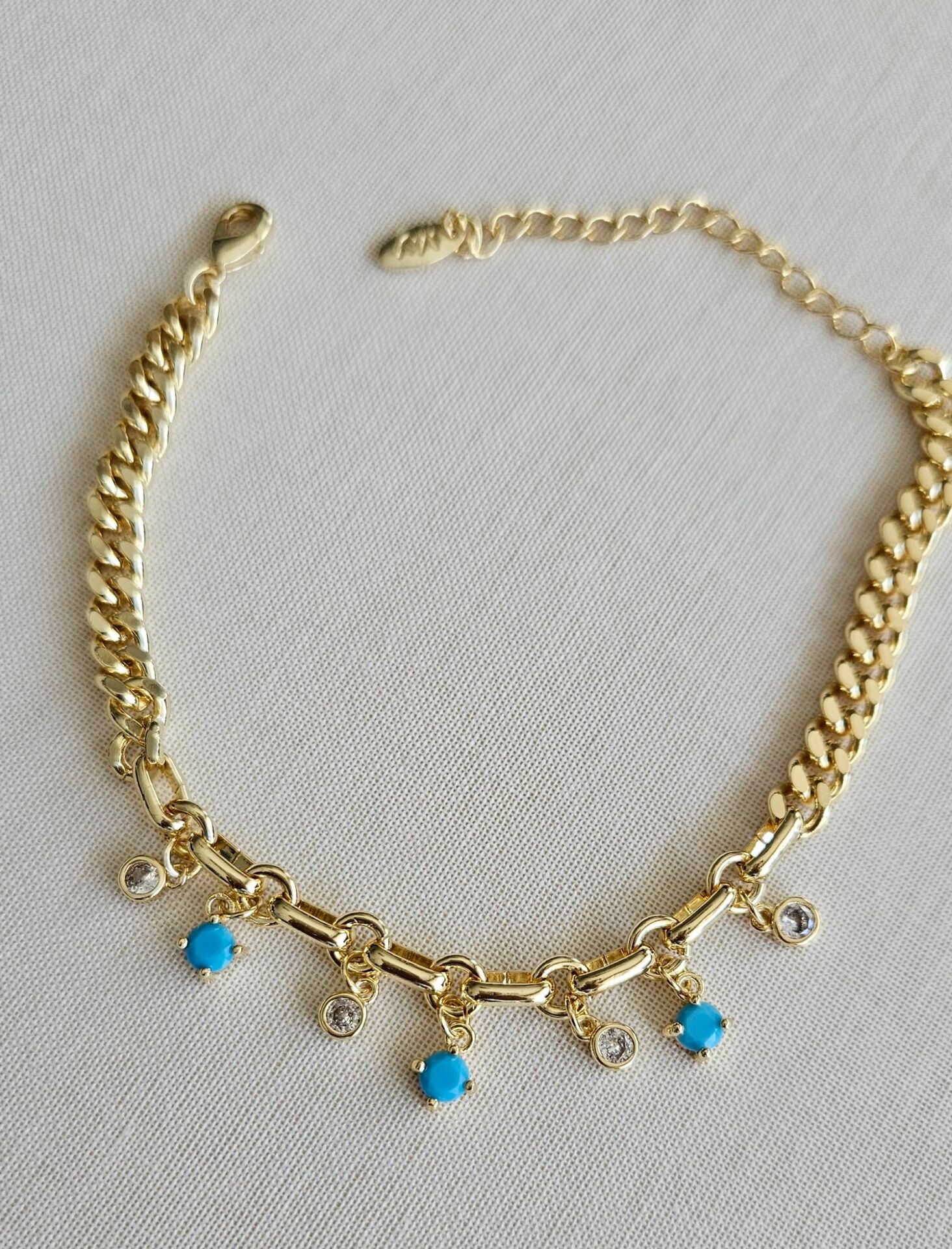 Neesa Özel Seri Mavi Mineli Gold Bileklik