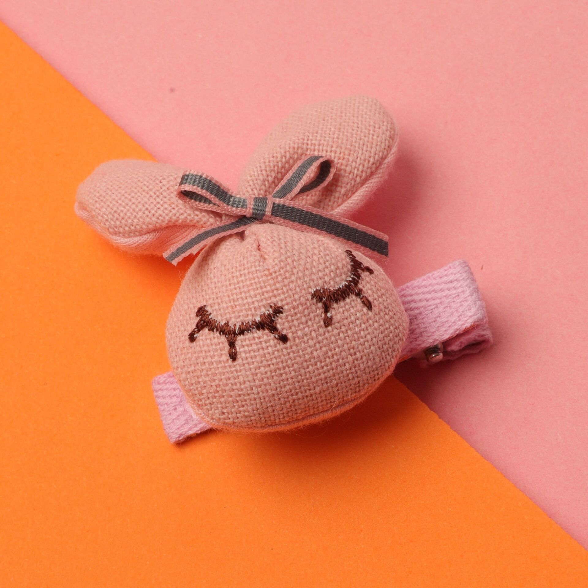 Tavşan Kapalı Göz Koton Kumaş Kıskaçlı Şirin TokaPembe