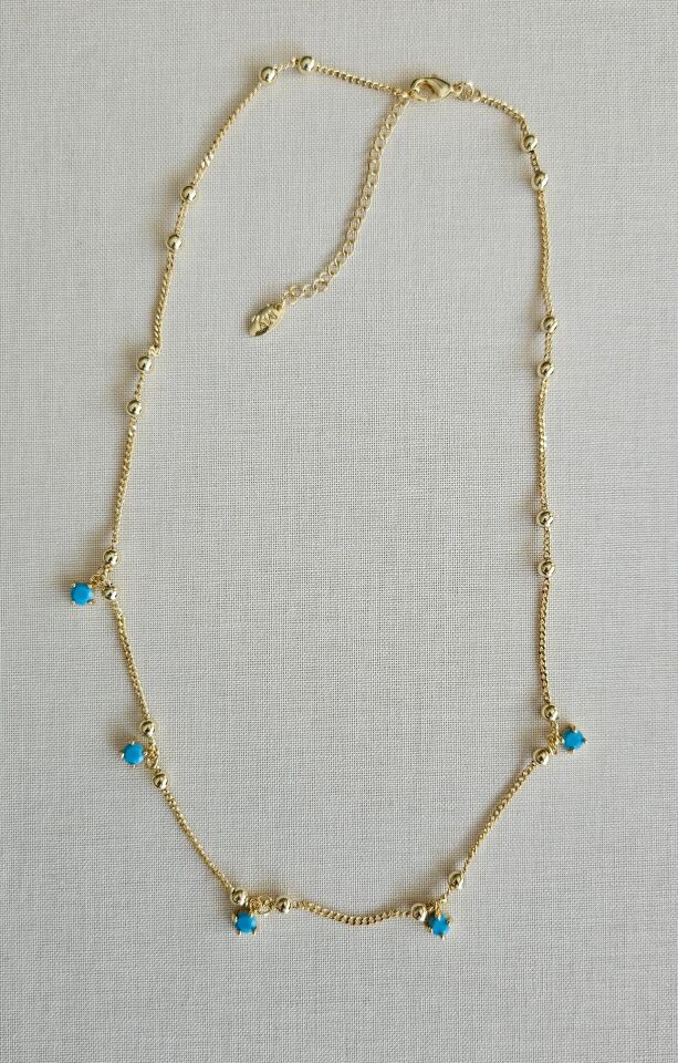 Neesa Özel Seri Mavi Gold Topçuk Kolye