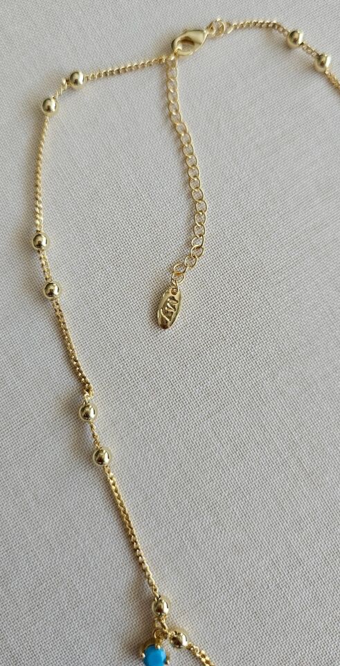 Neesa Özel Seri Mavi Gold Topçuk Kolye