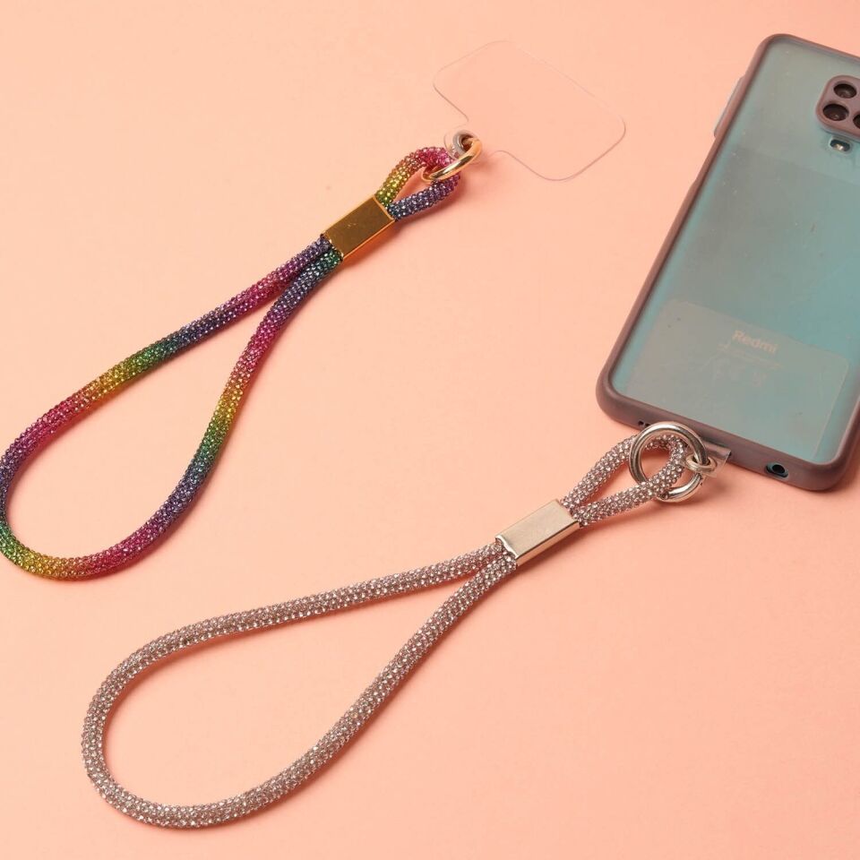 Neesa Taşlı Telefon Askısı Parlak (Parıltılı) Renkli20cm