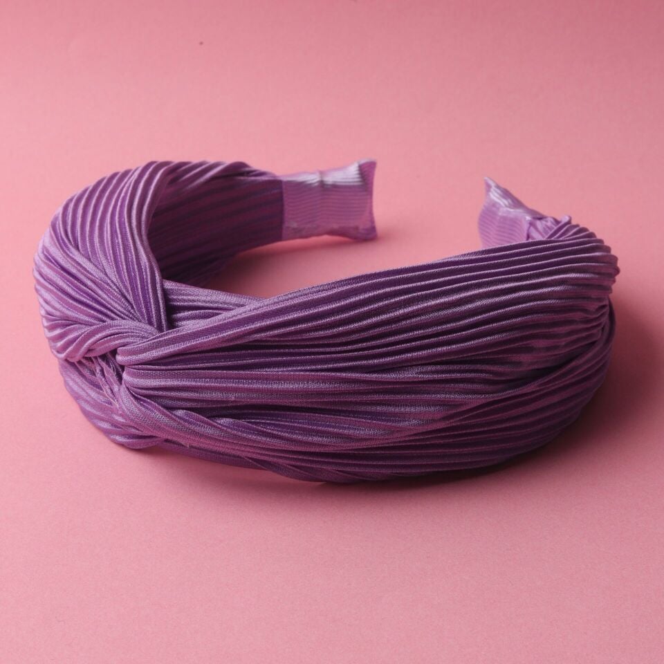 Neesa Pileli Düğümlü Kumaş Taç Mor