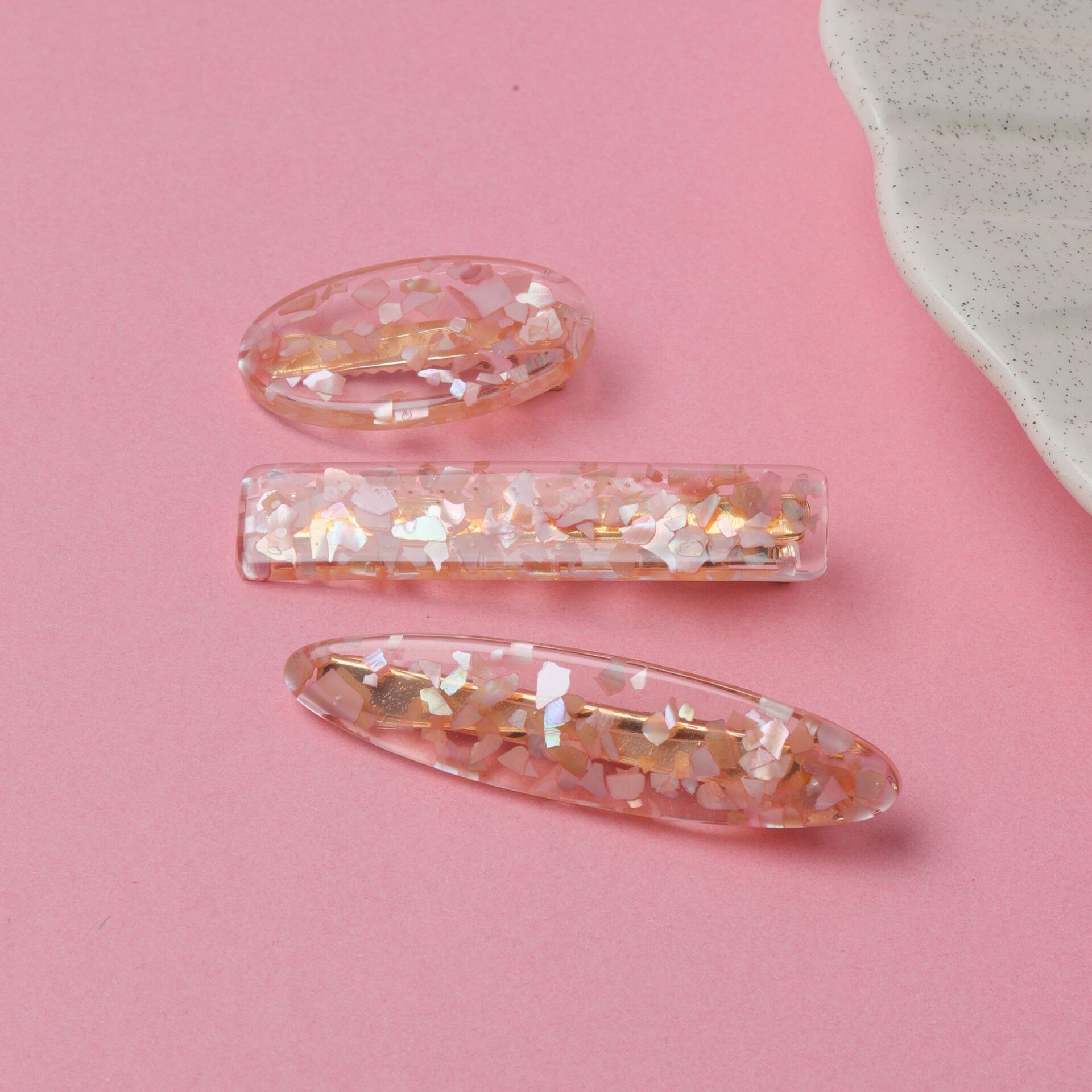 Neesa 3'lü Akrilik Pens Toka  Pembe