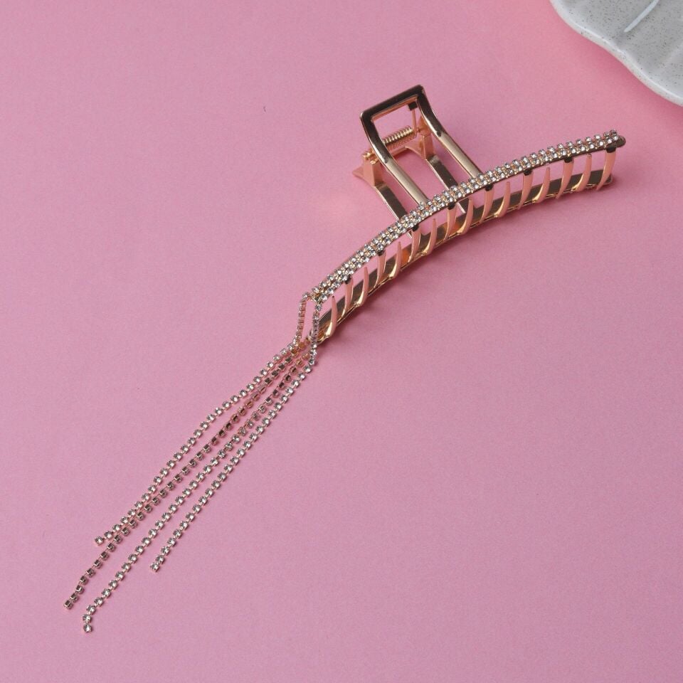 Neesa Zirkon Taşlı Sallantılı Mandal Toka Gold