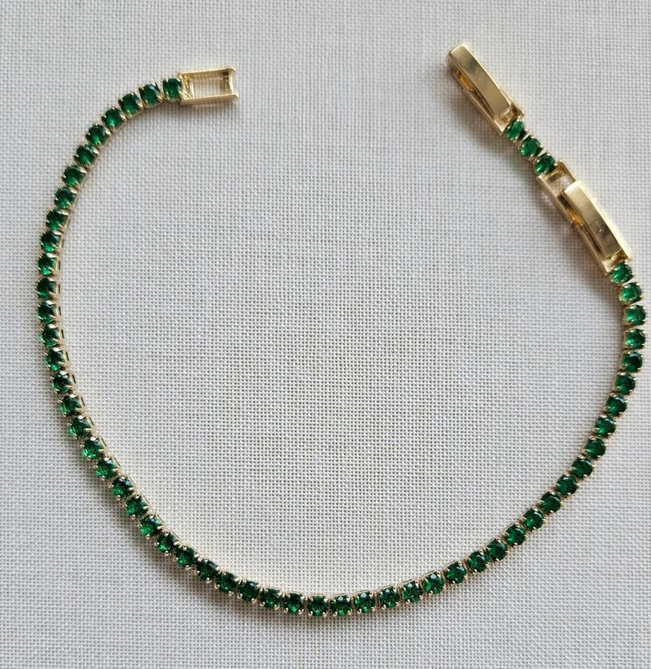 Neesa Çelik Gold Yeşil Su Yolu Bileklik 17cm+2 cm