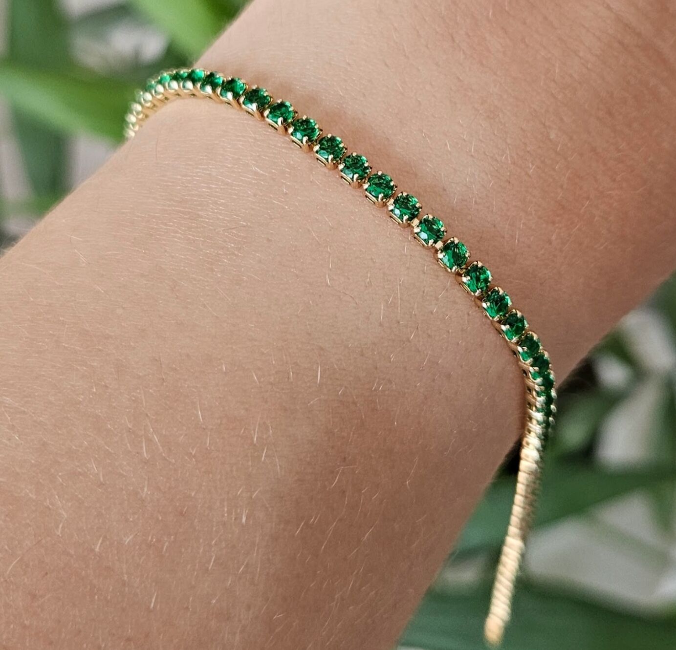 Neesa Çelik Gold Yeşil Su Yolu Bileklik 17cm+2 cm