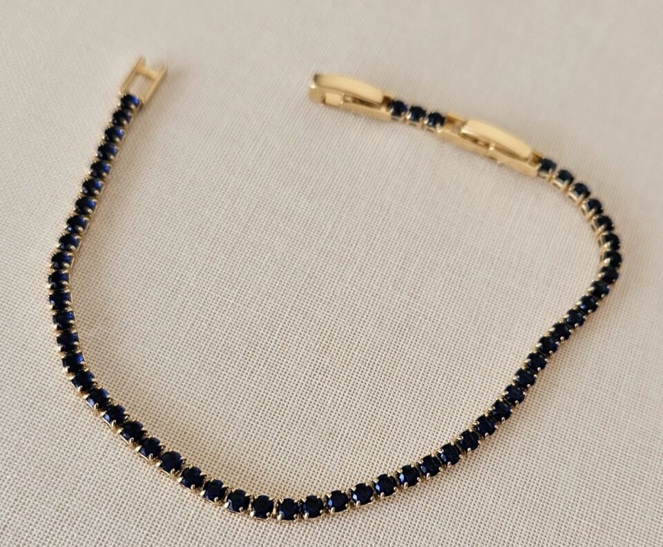 Neesa Çelik Gold Mavi Su Yolu Bileklik 17cm+2 cm