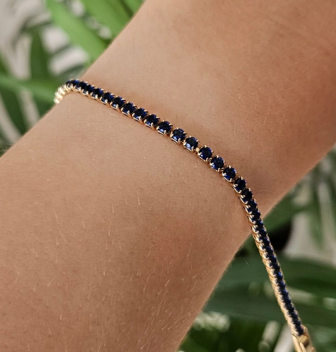 Neesa Çelik Gold Mavi Su Yolu Bileklik 17cm+2 cm