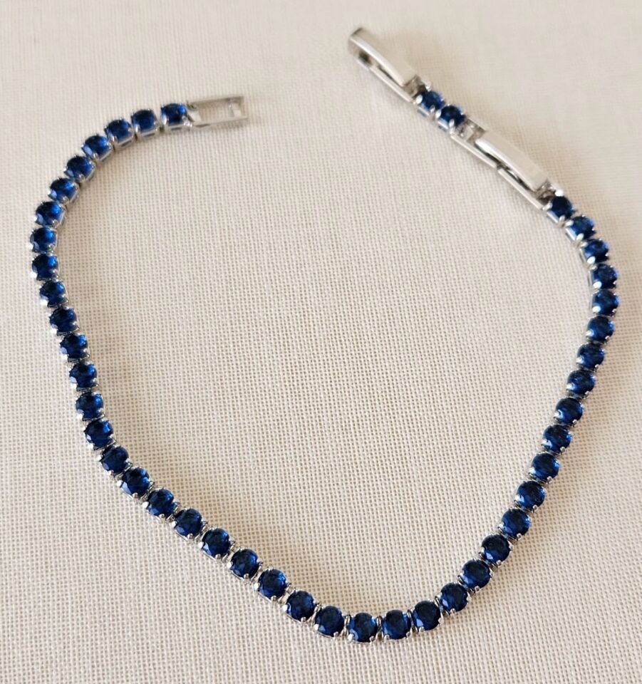 Neesa Çelik  Silver Mavi Su Yolu Bileklik 17cm+2 cm