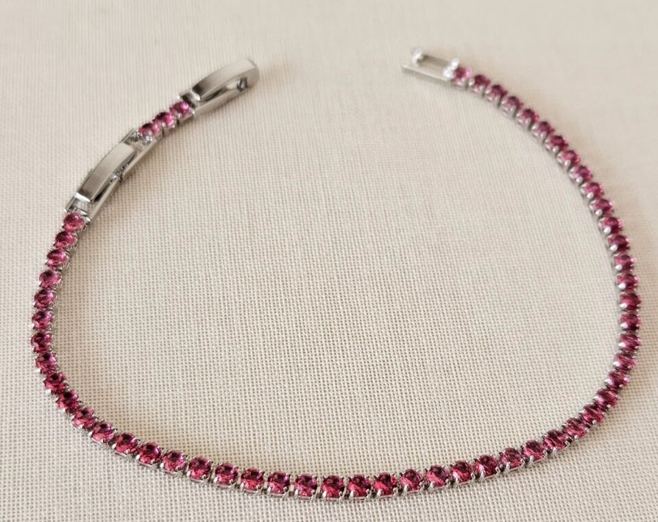 Neesa Çelik  Silver Pembe Su Yolu Bileklik 17cm+2 cm