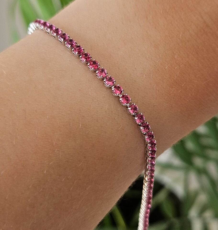 Neesa Çelik  Silver Pembe Su Yolu Bileklik 17cm+2 cm