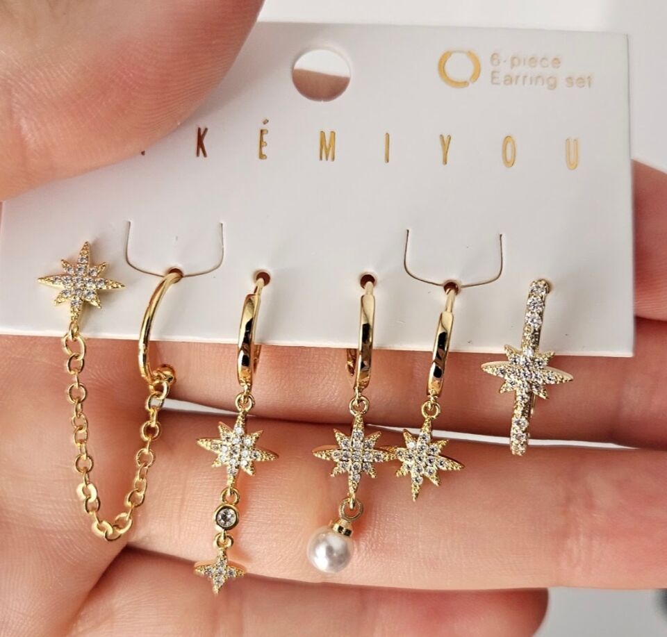 Neesa Vip 6'lı Küpe Seti Kuzey Yıldızı