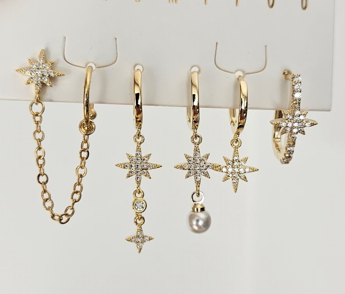 Neesa Vip 6'lı Küpe Seti Kuzey Yıldızı