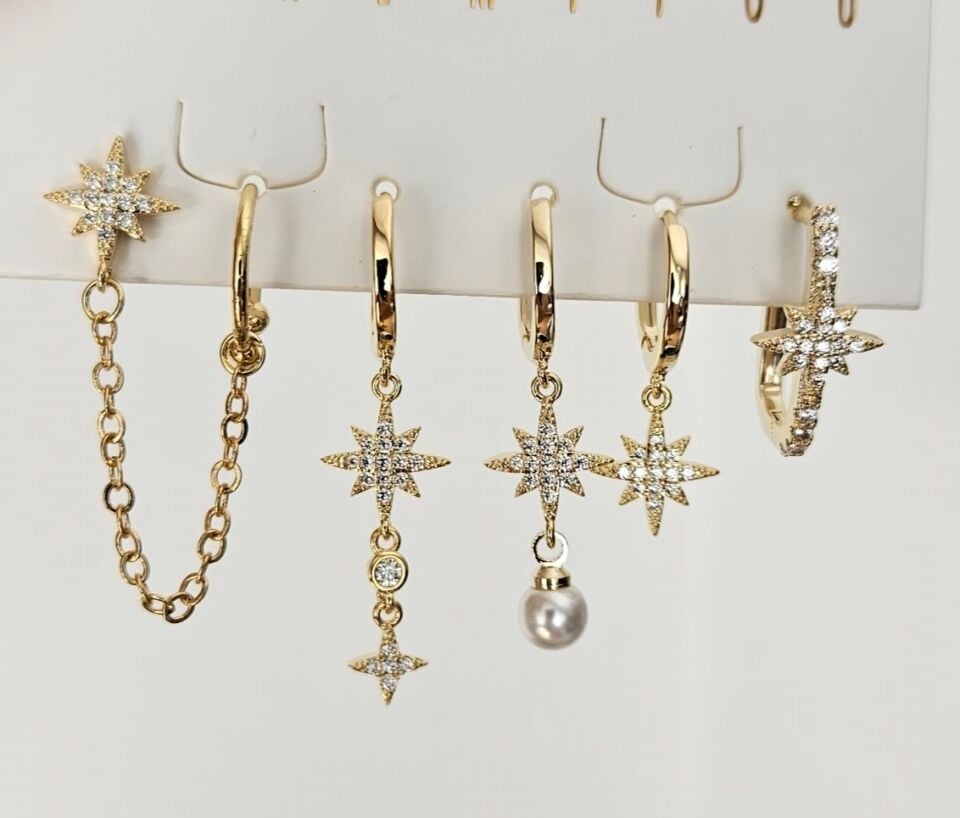 Neesa Vip 6'lı Küpe Seti Kuzey Yıldızı