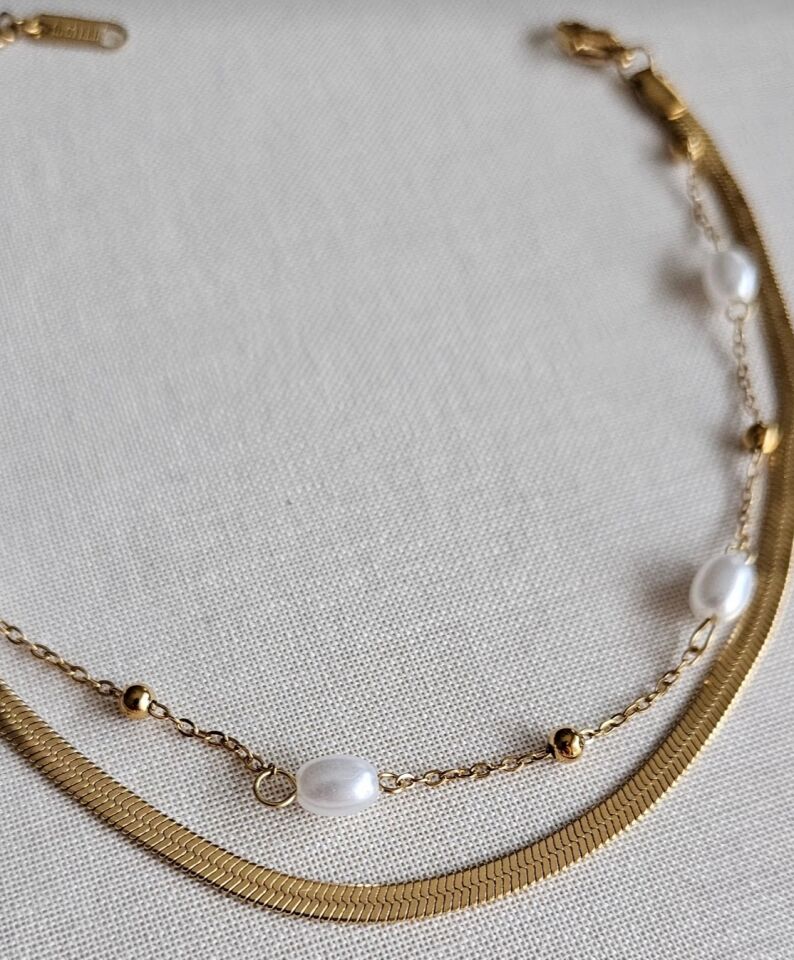 Neesa Çelik Çoklu İtalyan Zincir İnci Halhal